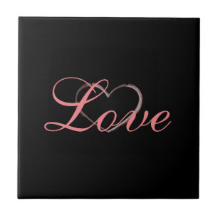 Azulejo De Cerâmica Trendy Heart Cinza Calliografia Casamento de Amor