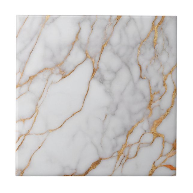 Azulejo De Cerâmica Trendy Orange e White Marble (Frente)