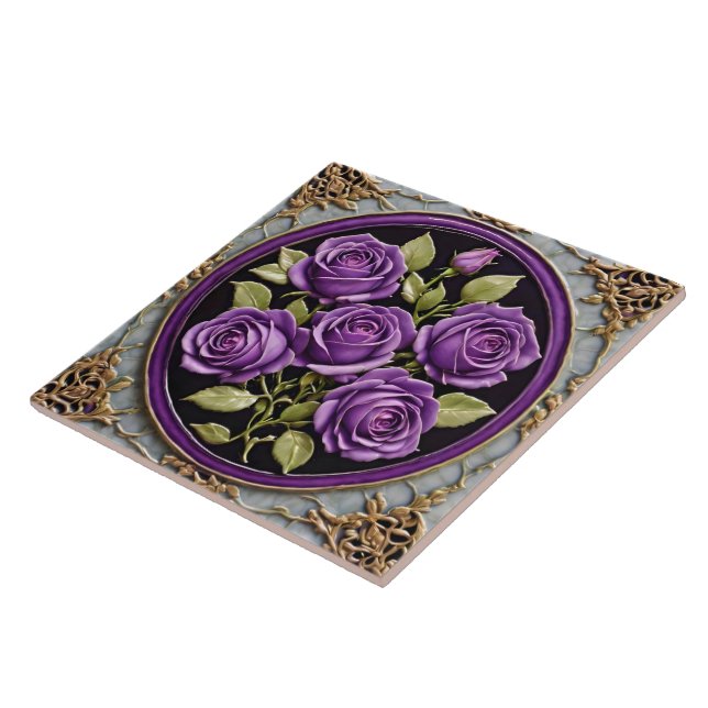 Azulejo De Cerâmica Trendy Purple Rosas BeauLinda coleção (Lateral)
