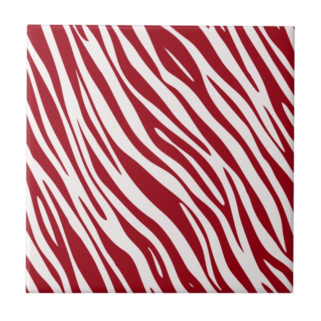 Azulejo De Cerâmica Trendy Red Zebra Animal Sripes (Frente)