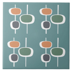 Azulejo De Cerâmica Trendy retro 60s, padrão bonito azul