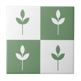 Azulejo De Cerâmica Trendy sage verde folha e branco simples moderno