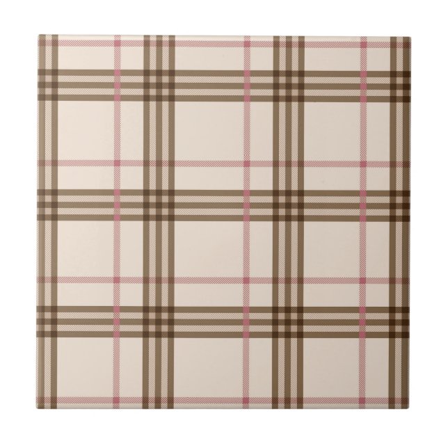Azulejo De Cerâmica Trendy Scottish Thompson beige tartan vermelho-cas (Frente)