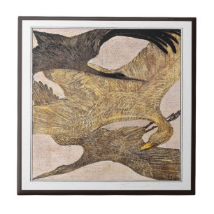 Azulejo De Cerâmica Três Aves Voadoras Arte Vitoriana Neerlandesa