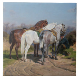 Azulejo De Cerâmica Três Cavalos Garanhão (por Rosa Bonheur)