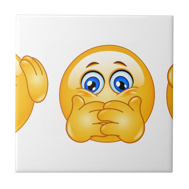 Azulejo De Cerâmica três emojis sábios (Frente)