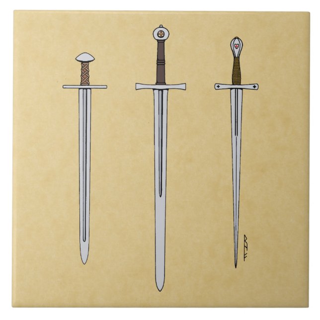 Azulejo De Cerâmica Três Espadas Medievais 2016 (Frente)