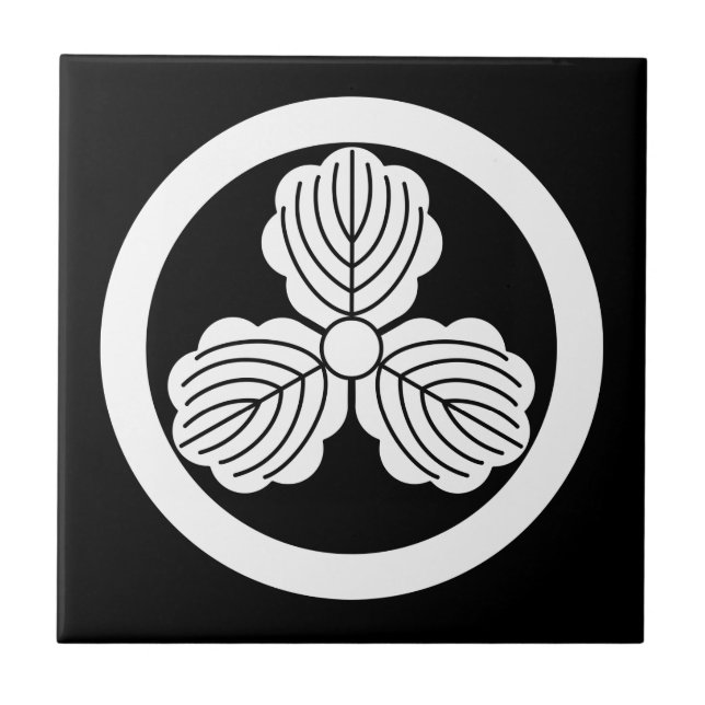 Azulejo De Cerâmica Três folhas de carvalho(1) em círculo (Frente)