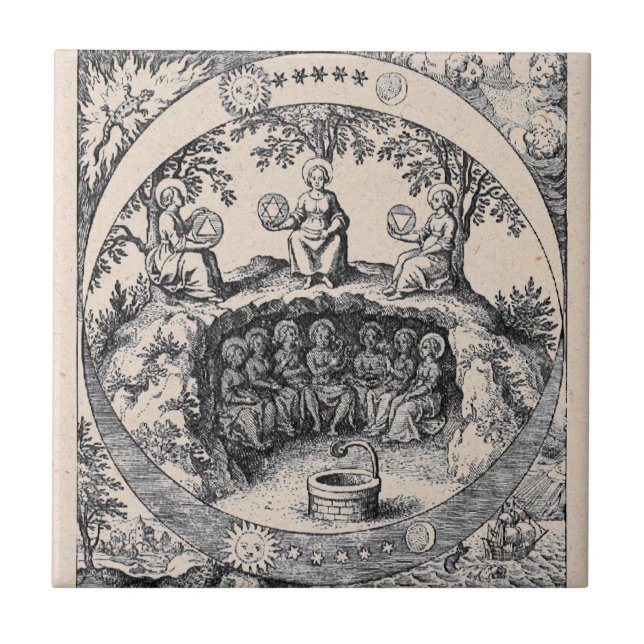 Azulejo De Cerâmica Três Irmãs da Alquimia (Frente)