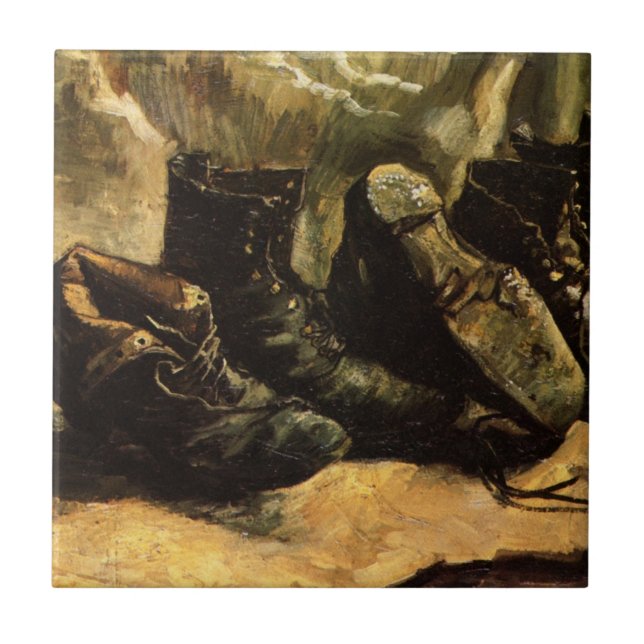 Azulejo De Cerâmica Três pares de Calçados por Vincent van Gogh (Frente)