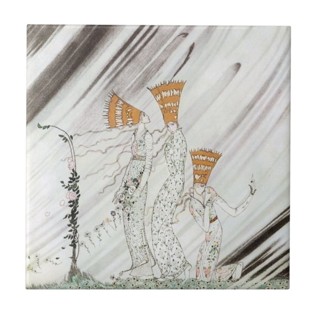 Azulejo De Cerâmica Três princesas na Montanha Azul por Kay Nielsen (Frente)
