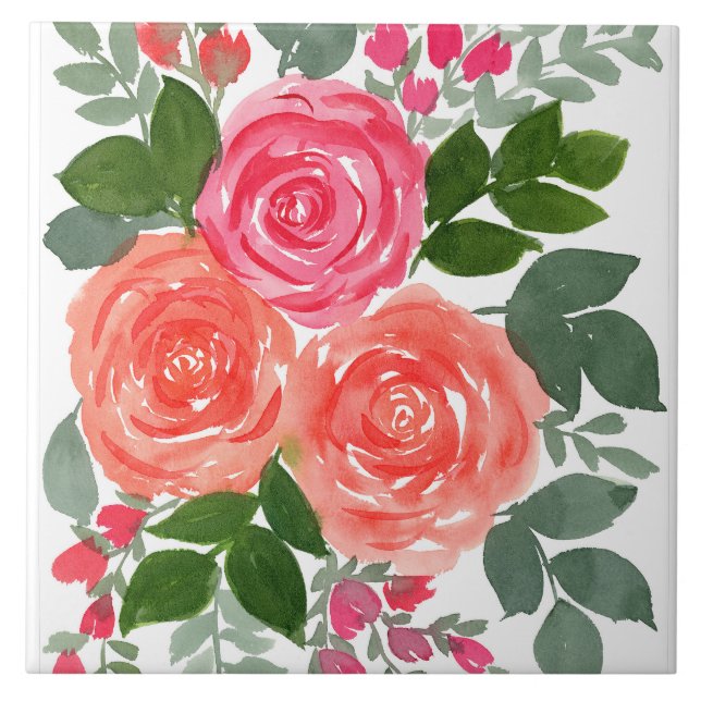 AZULEJO DE CERÂMICA  TRÊS ROSAS (Frente)
