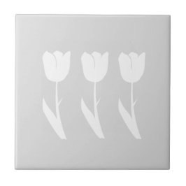 Azulejo De Cerâmica Três tulipas em cinzento e em branco