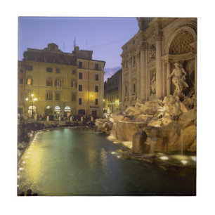 Azulejo De Cerâmica Trevi Fountain à noite, Roma, Lácio, Itália