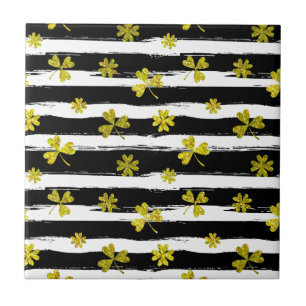 Azulejo De Cerâmica trevo branco preto