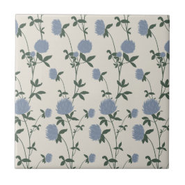 Azulejo De Cerâmica Trevo de Prado Botânico Retro | Linho Francês