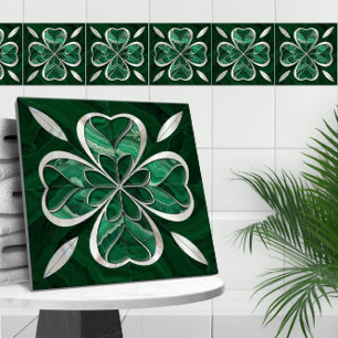 Azulejo De Cerâmica Trevo de quatro folhas - Mármaco Verde e Altura