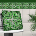 Azulejo De Cerâmica Trevo de quatro folhas - Mármore Verde e Pérola<br><div class="desc">Trevo de quatro folhas - Mármore Verde e Pérola</div>