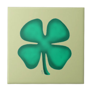 Azulejo De Cerâmica Trevo Irlandês de 4 Folhas Lucky verde claro azule