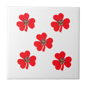 Azulejo De Cerâmica Trevos vermelhos da primavera para cozinha