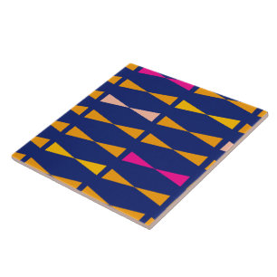 Azulejo De Cerâmica Triângulo Gemetral Divertido Moderno Azul Laranja