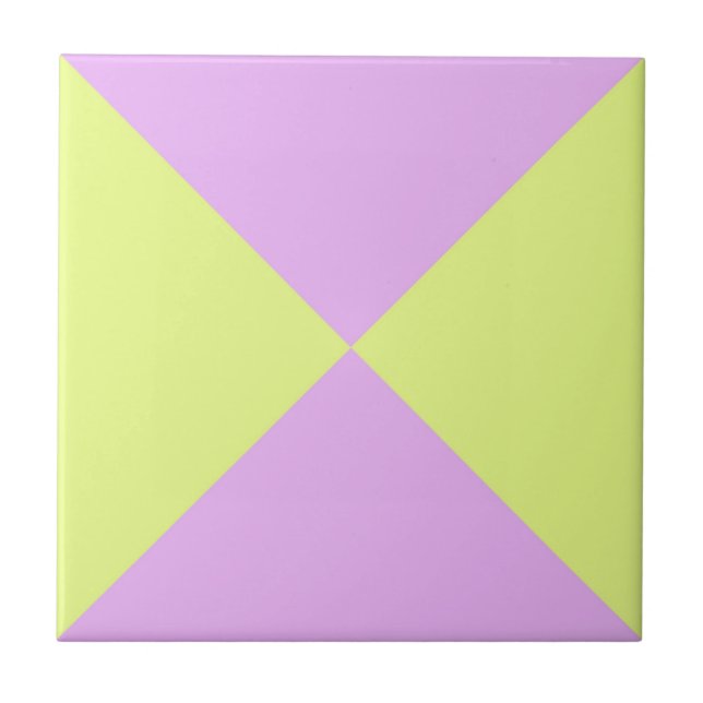 Azulejo De Cerâmica Triângulo Geométrico Abstrato Amarelo Roxo Moderno (Frente)