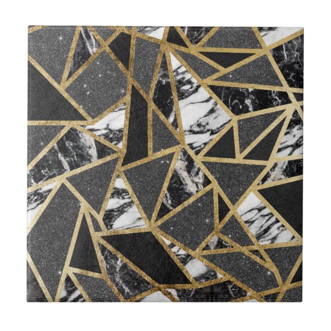 Azulejo De Cerâmica Triângulo geométrico do mármore Dourado moderno do (Frente)