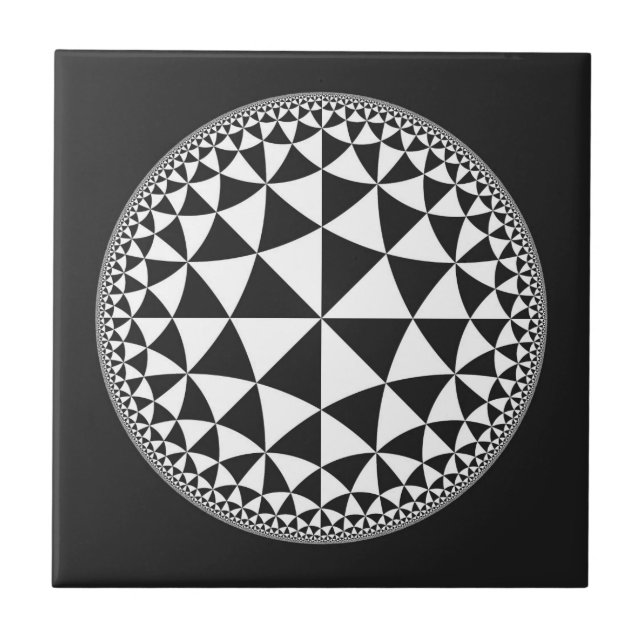 Azulejo De Cerâmica Triângulo Preto e Branco Cheio Mandala (Frente)