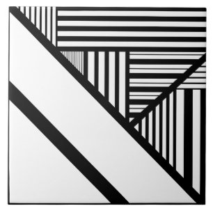 Azulejo De Cerâmica Triângulo strips em preto e branco