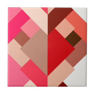 Azulejo De Cerâmica Triângulos Abstratos Modernos, Vermelho Coral e Ro