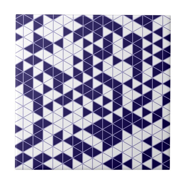 Azulejo De Cerâmica Triângulos Geométricos de Lavanda Roxo Moderno Esc (Frente)
