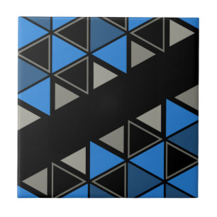 Azulejo De Cerâmica Triângulos Geométricos Retroativos Prata Azul