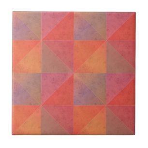 Azulejo De Cerâmica Triângulos Laranja Rosa Vermelho Arte Geométrica A