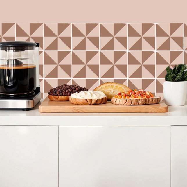 Azulejo De Cerâmica Triângulos Mocha padrão geométrico (Criador carregado)