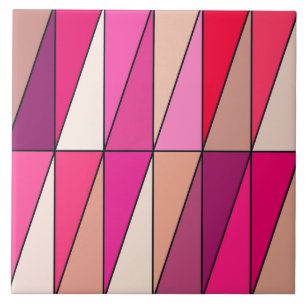 Azulejo De Cerâmica Triângulos, violeta, rosa e bege geométricos