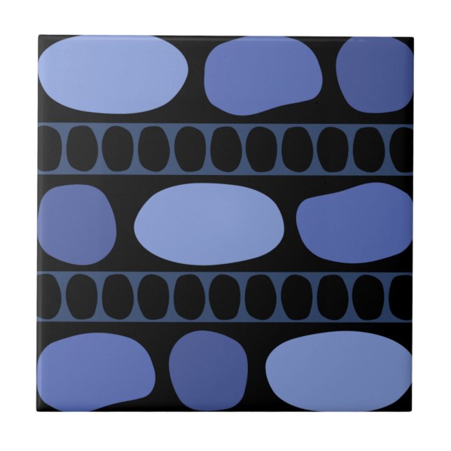 Azulejo De Cerâmica Tribal Art Rock Pattern Black Blue (Frente)