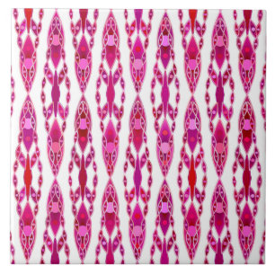 Azulejo De Cerâmica Tribal Batik - Burqundy e Fuchsia Pink