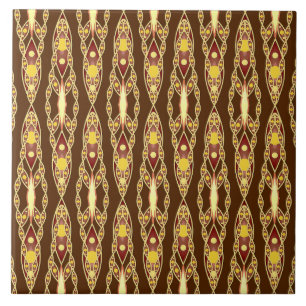Azulejo De Cerâmica Tribal Batik - Castanho e Cerveja