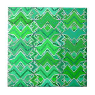 Azulejo De Cerâmica Tribal Batik em Jade Green e Verde limão
