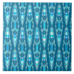 Azulejo De Cerâmica Tribal Batik - Ocean Blue e Aqua