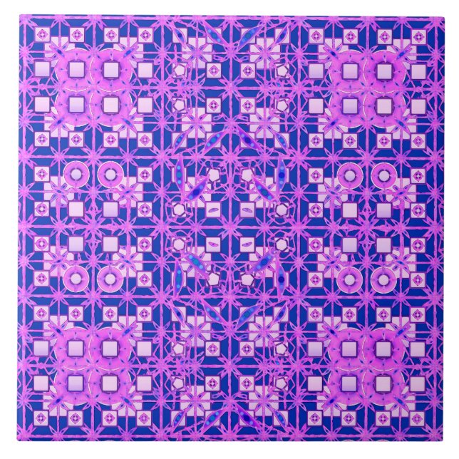 Azulejo De Cerâmica Tribal Batik - tons roxos (Frente)