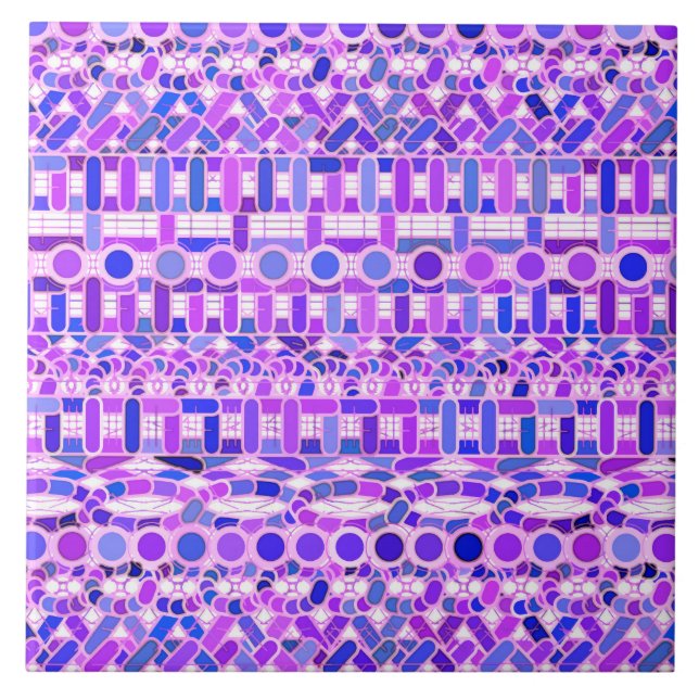 Azulejo De Cerâmica Tribal Batik - tons violeta roxa (Frente)
