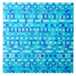 Azulejo De Cerâmica Tribal Batik - turquesa, aqua e azul de cobalto