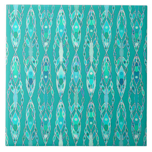 Azulejo De Cerâmica Tribal Batik - Turquesa e Aquamarine
