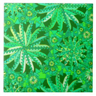 Azulejo De Cerâmica Tribal Mandala Impressão, Emerald e Verde limão