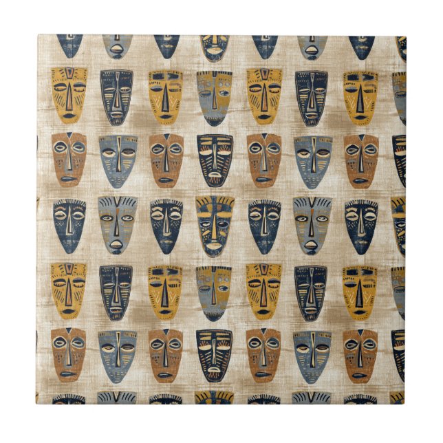 Azulejo De Cerâmica Tribal Mask Boho Pattern (Frente)