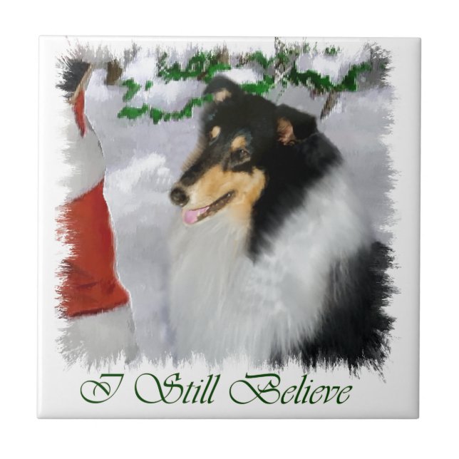 Azulejo De Cerâmica Tricolor Collie Natal (Frente)