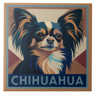 Azulejo De Cerâmica Tricolor Long Haired Chihuahua