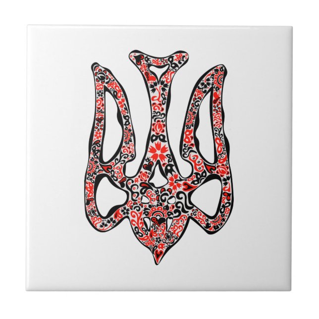 Azulejo De Cerâmica Trident Trident Nacional Ucraniano trizub estiliza (Frente)