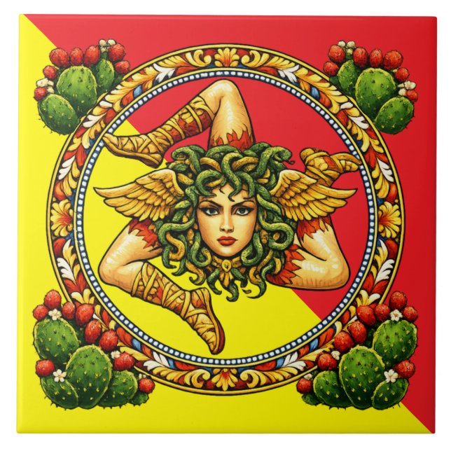 Azulejo De Cerâmica Trinacria Siciliana   (Frente)